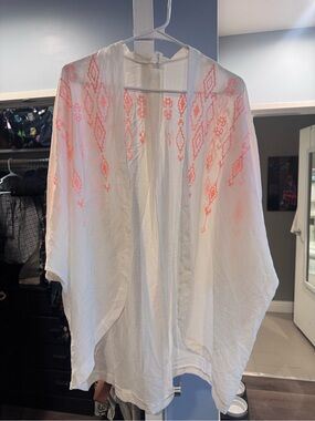 H&M White Tunic with Coral  Embroidery